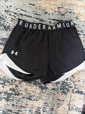 Under Armour Black Women's Athletic Shorts with White Accent elastic band